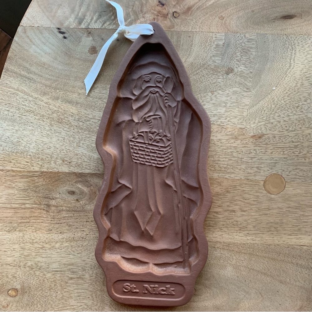 Longaberger St. Nick Cookie Mold Santa Christmas Holiday Baking Winter Rustic